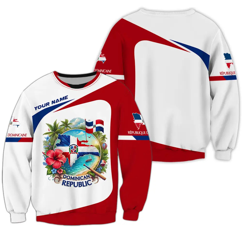 Unisex Shirt - Custom Text Dominican Republic Long Sleeve / S T-Shirt