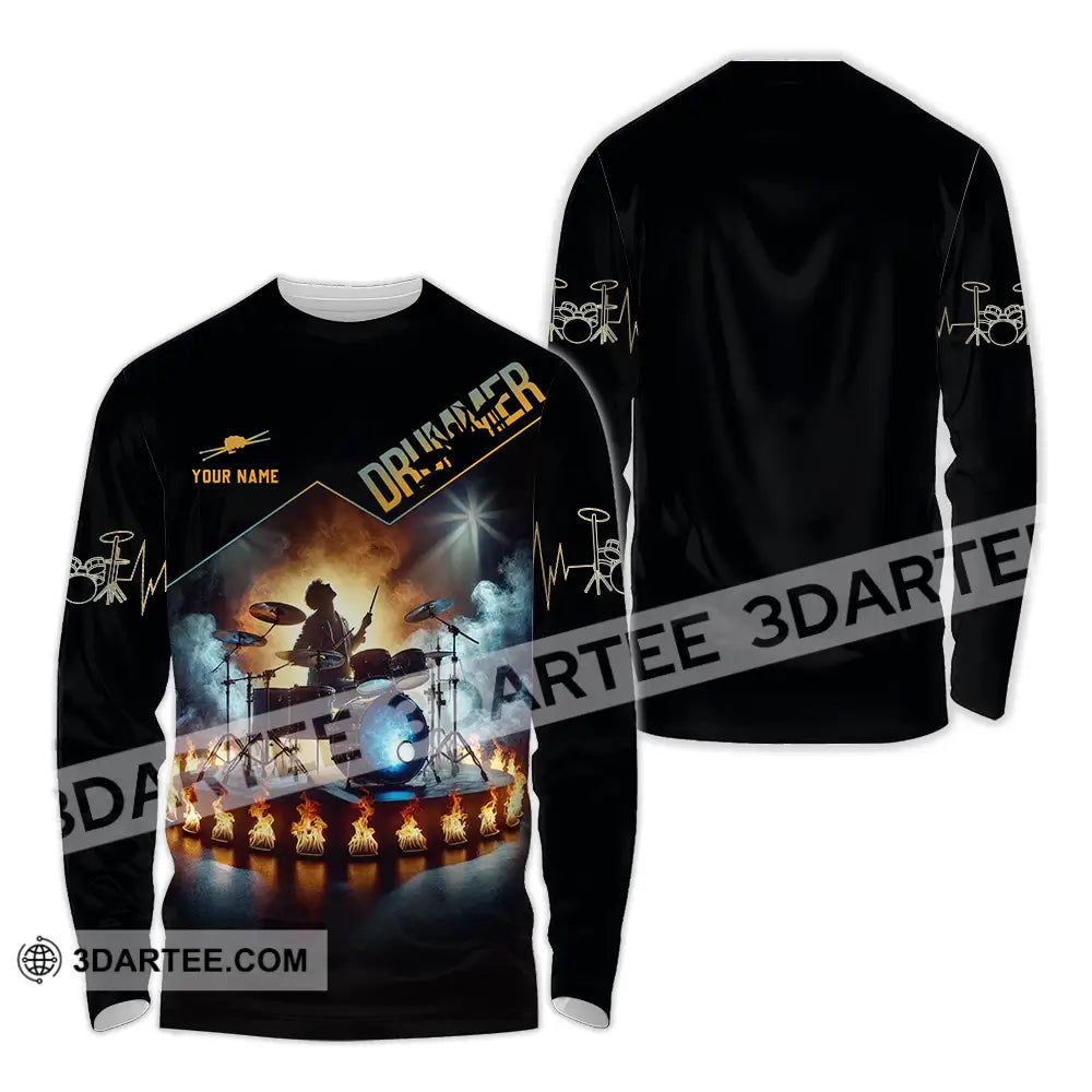Unisex Shirt - Custom Text Drummer Long Sleeve / S T-Shirt