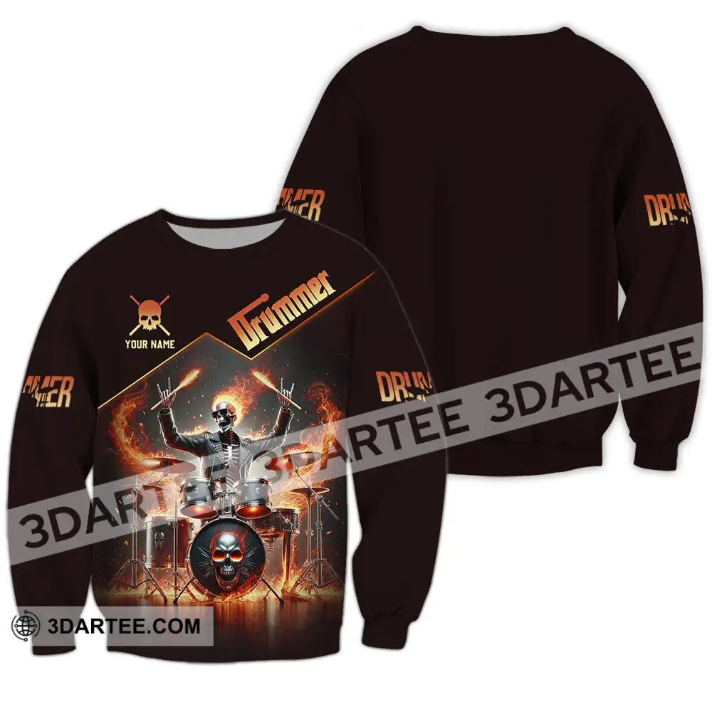 Unisex Shirt - Custom Text Drummer Long Sleeve / S T-Shirt