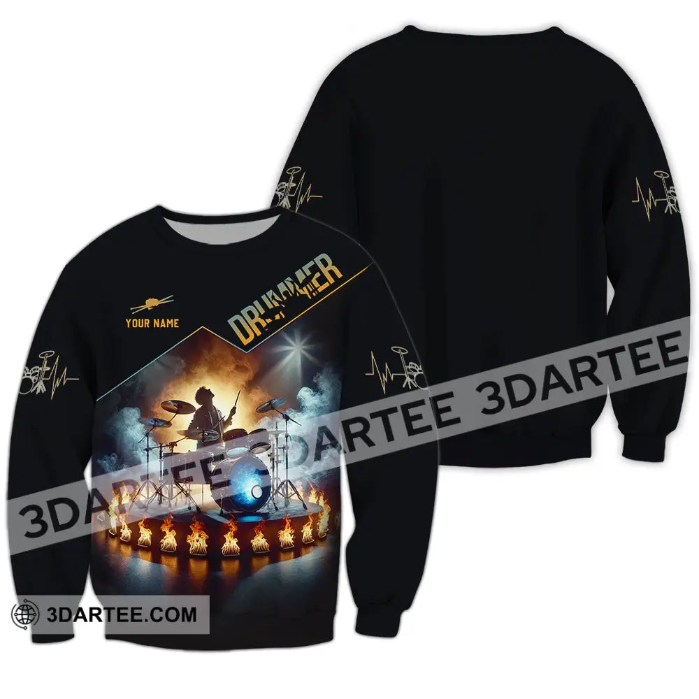Unisex Shirt - Custom Text Drummer Long Sleeve / S T-Shirt