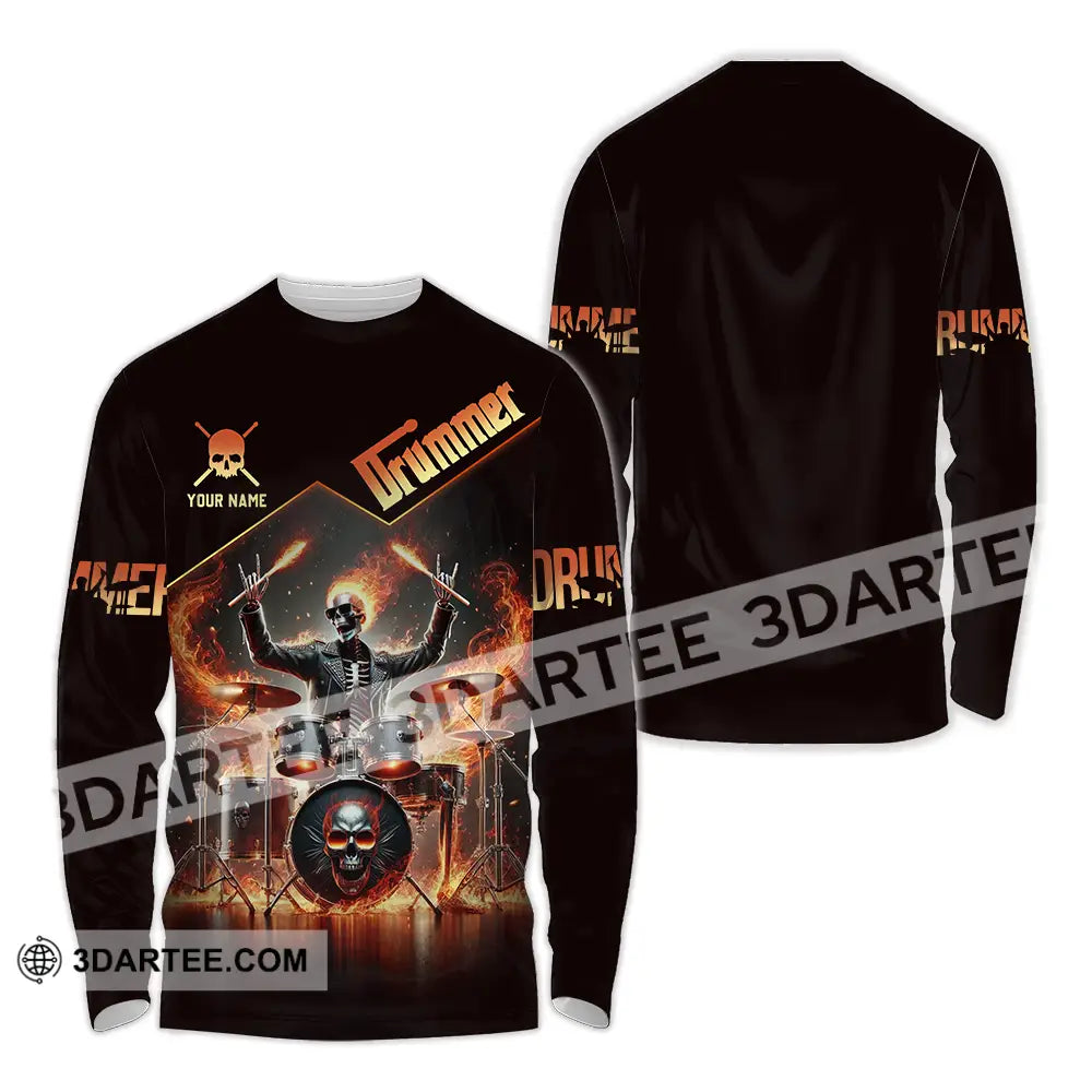 Unisex Shirt - Custom Text Drummer Long Sleeve / S T-Shirt