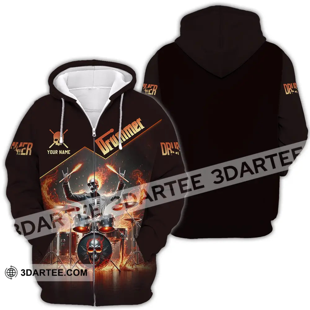 Unisex Shirt - Custom Text Drummer Zipper Hoodie / S T-Shirt