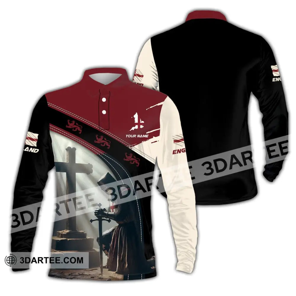 Unisex Shirt - Custom Text Shirt England Guardian Long Sleeve Polo / S T-shirt