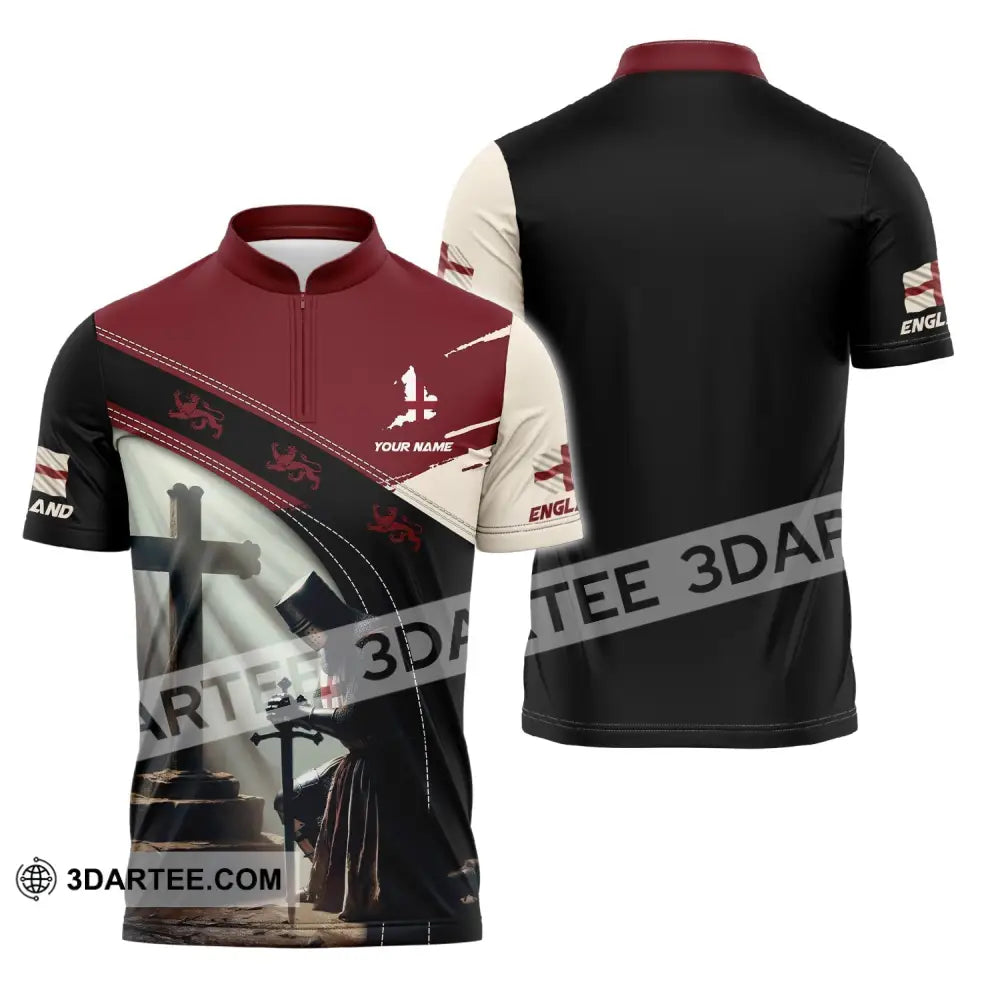 Unisex Shirt - Custom Text Shirt England Guardian Zipper Polo Shirt / S T-shirt