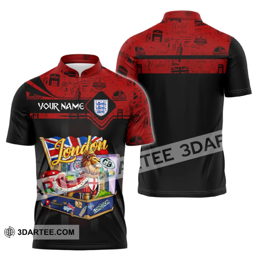 Unisex Shirt - Custom Text Shirt England Shirt Zipper Polo Shirt / S T-shirt