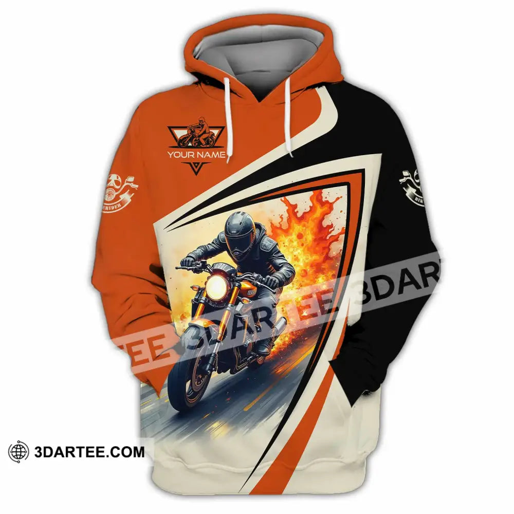 Unisex Shirt - Custom Text Shirt Fire Biker Rider Shirt Hoodie / S T-shirt