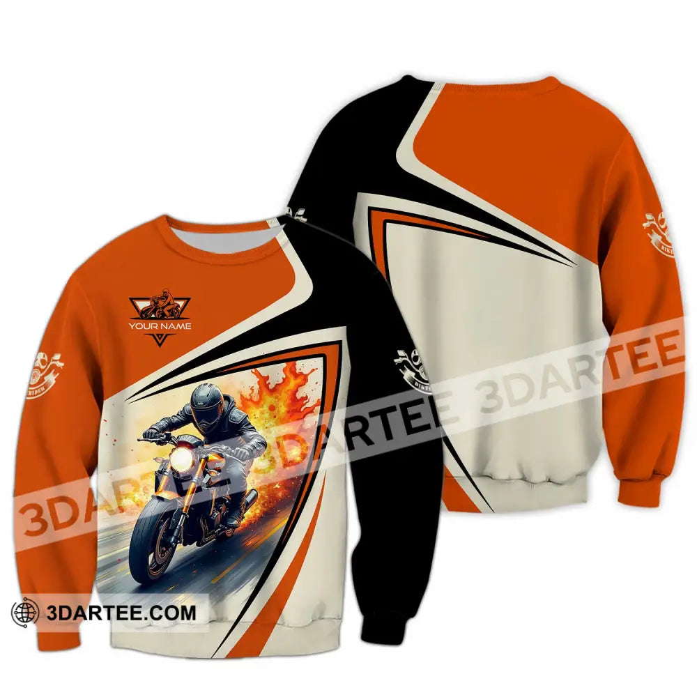 Unisex Shirt - Custom Text Shirt Fire Biker Rider Shirt Long Sleeve / S T-shirt