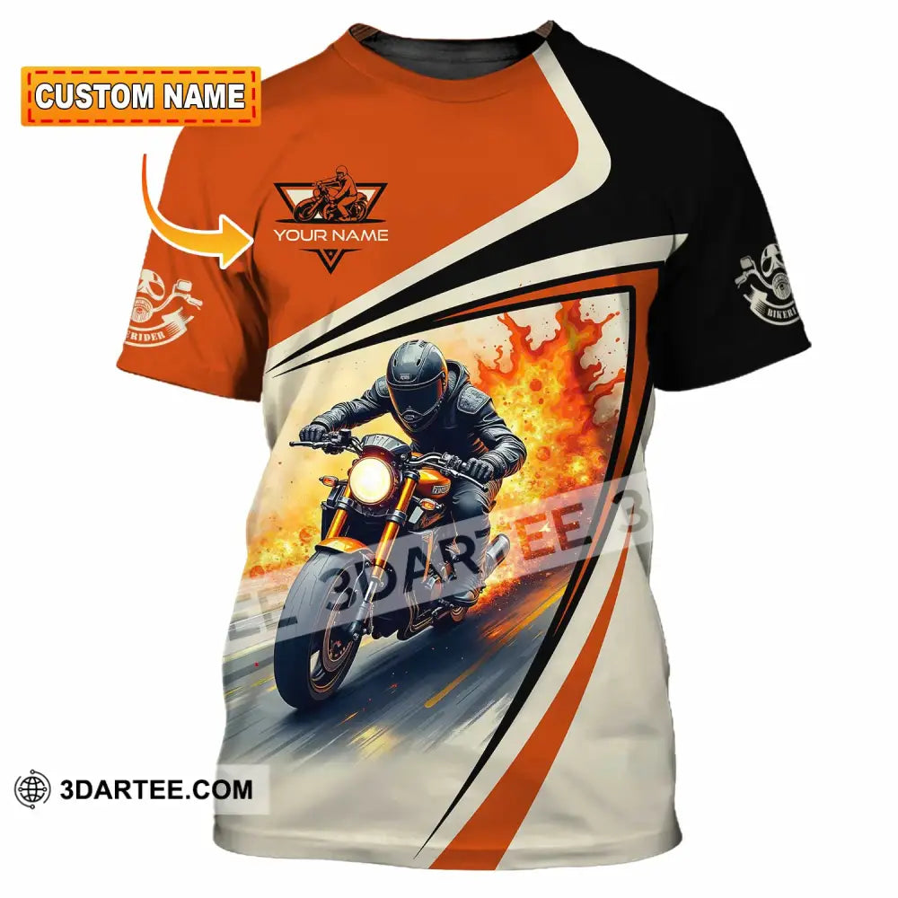 Unisex Shirt - Custom Text Shirt Fire Biker Rider Shirt T-shirt