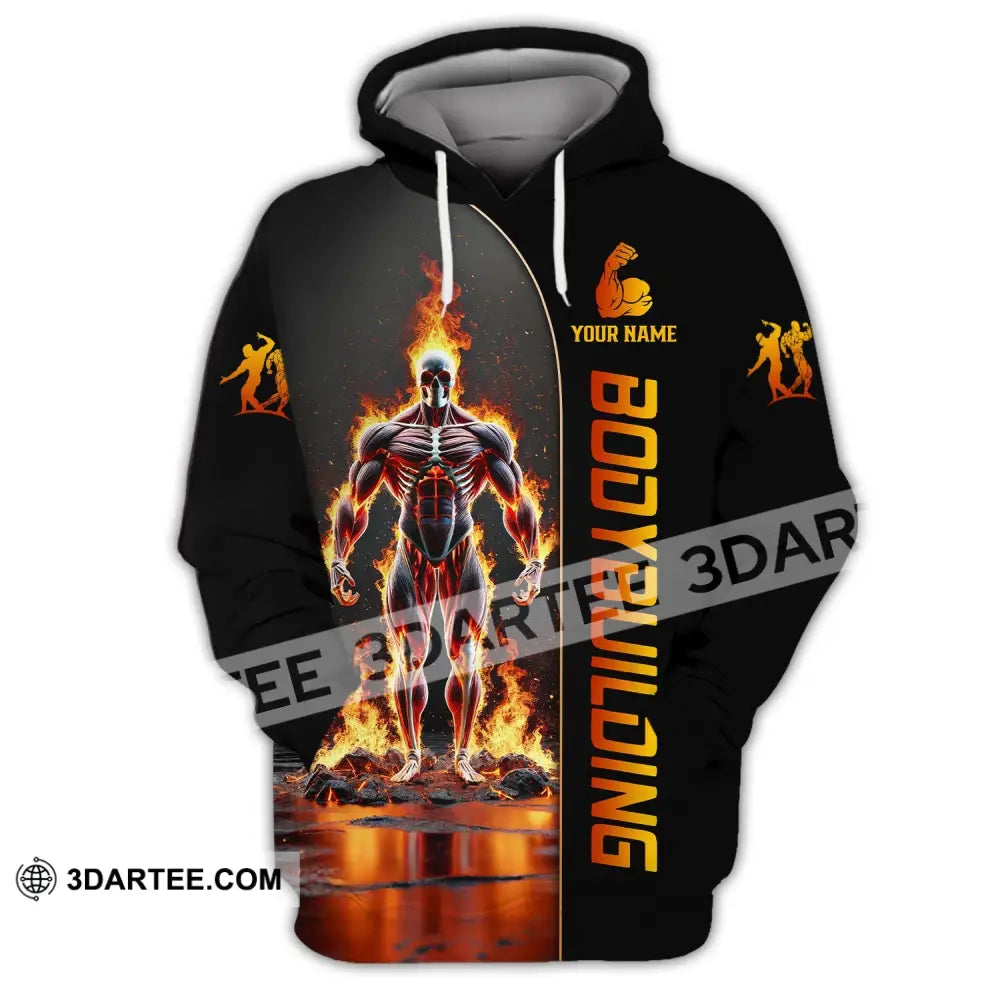 Unisex Shirt - Custom Text Fire Bowling Man Hoodie / S T-Shirt