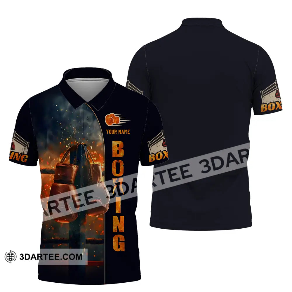 Unisex Shirt - Custom Text Fire Boxing Polo / S T-Shirt