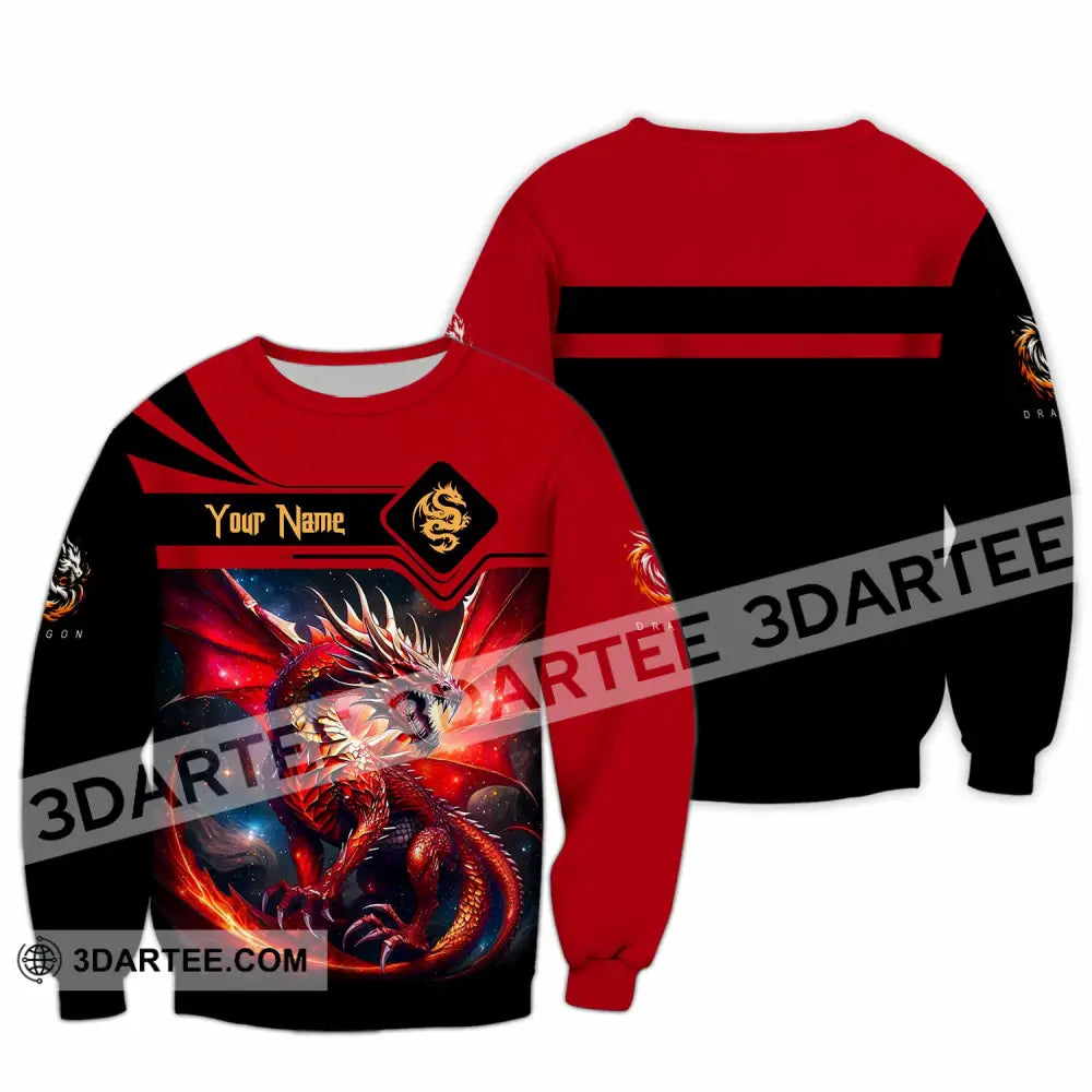 Unisex Shirt - Custom Text Shirt Fire Dragon Shirt Long Sleeve / S T-shirt