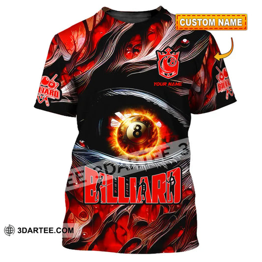 Unisex Shirt - Custom Text Fire Eye Billiard Sport T-Shirt