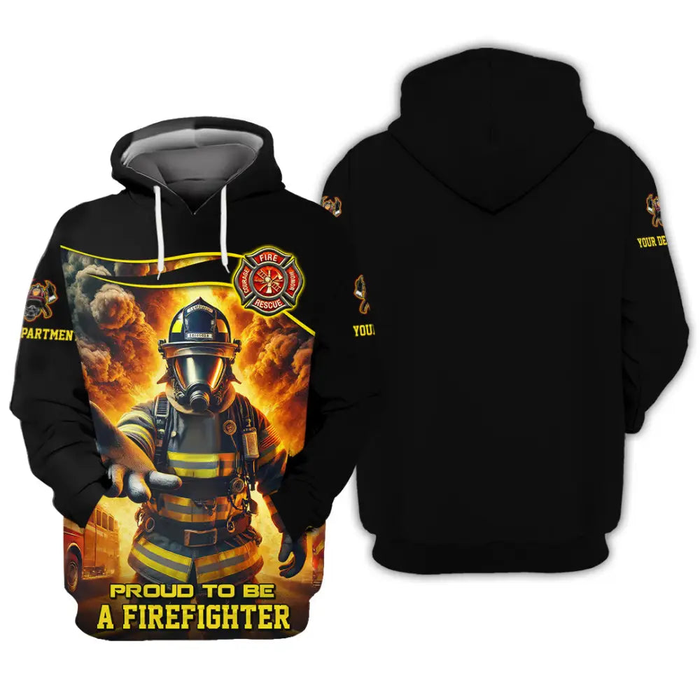 Unisex Shirt - Custom Text Shirt Fire Fighter Shirt Hoodie / S T-shirt
