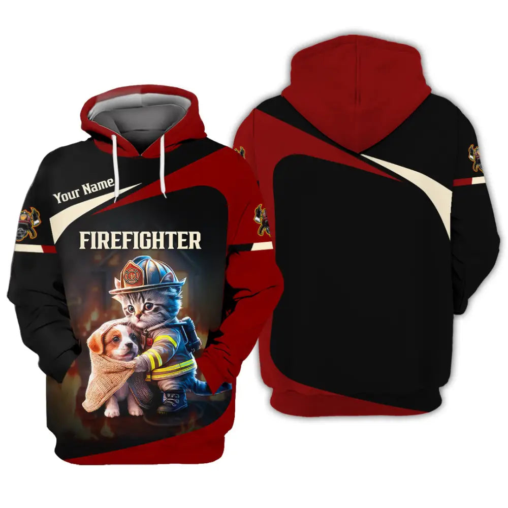 Unisex Shirt - Custom Text Shirt Fire Fighter Shirt Hoodie / S T-shirt