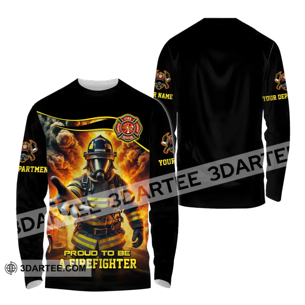 Unisex Shirt - Custom Text Shirt Fire Fighter Shirt Long Sleeve Shirt / S T-shirt