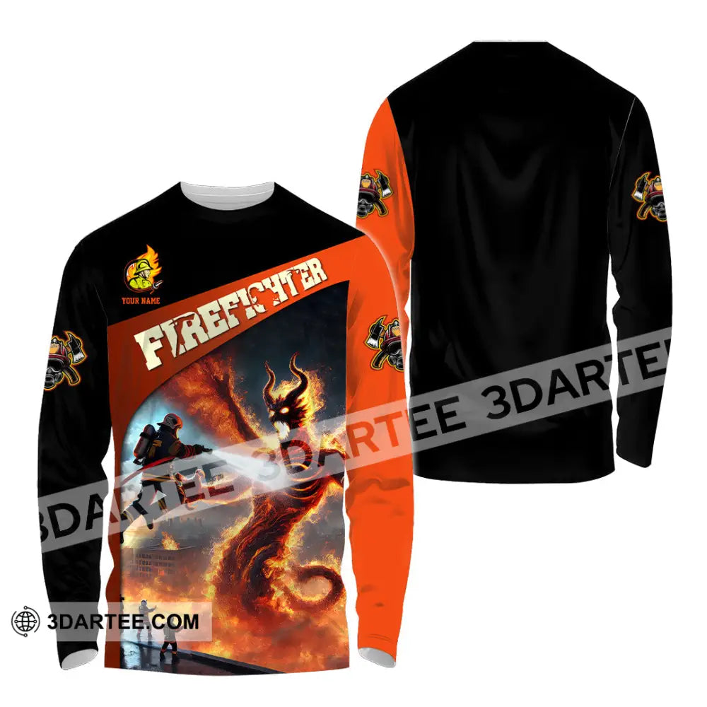 Unisex Shirt - Custom Text Shirt Fire Fighter Shirt Long Sleeve Shirt / S T-shirt