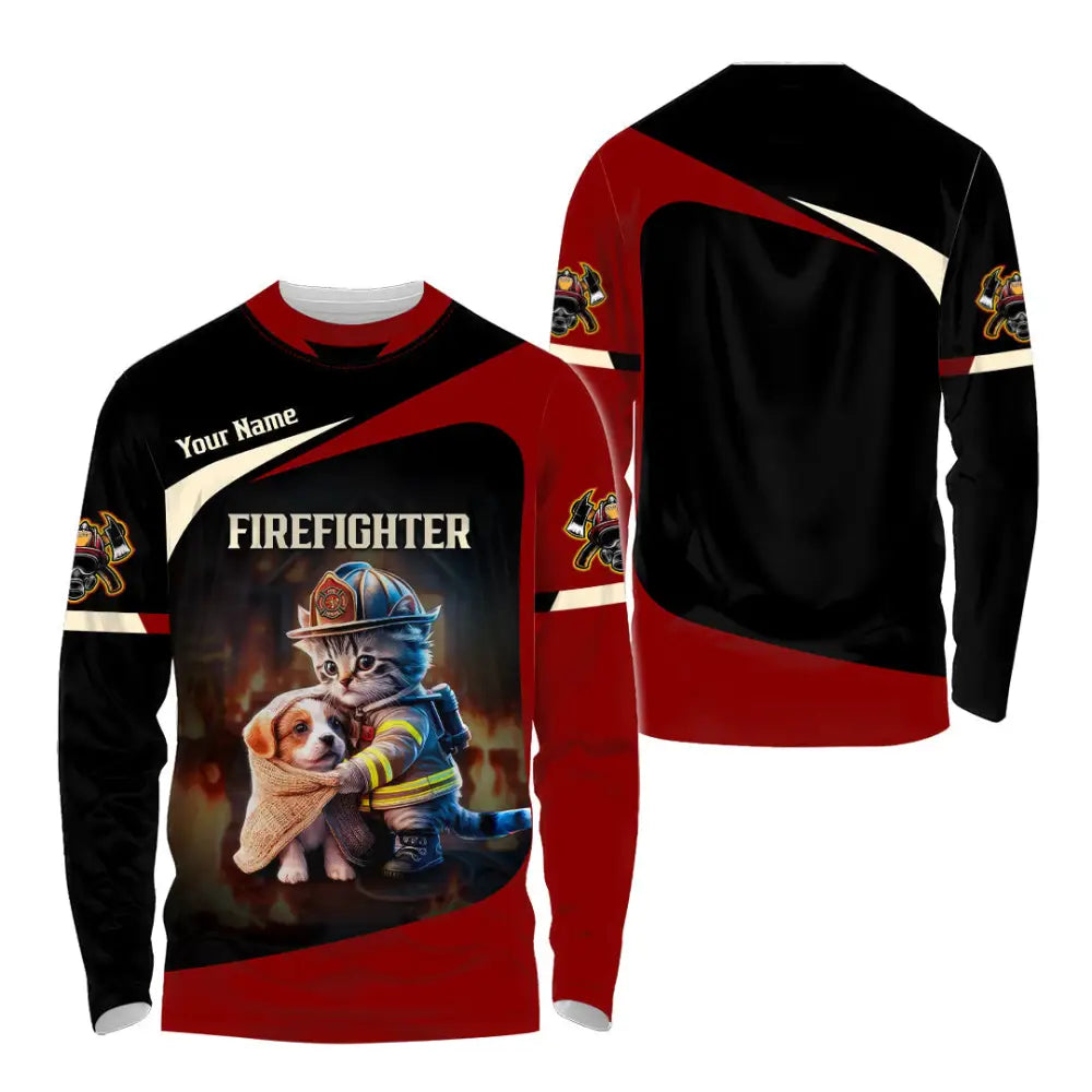 Unisex Shirt - Custom Text Shirt Fire Fighter Shirt Long Sleeve Shirt / S T-shirt