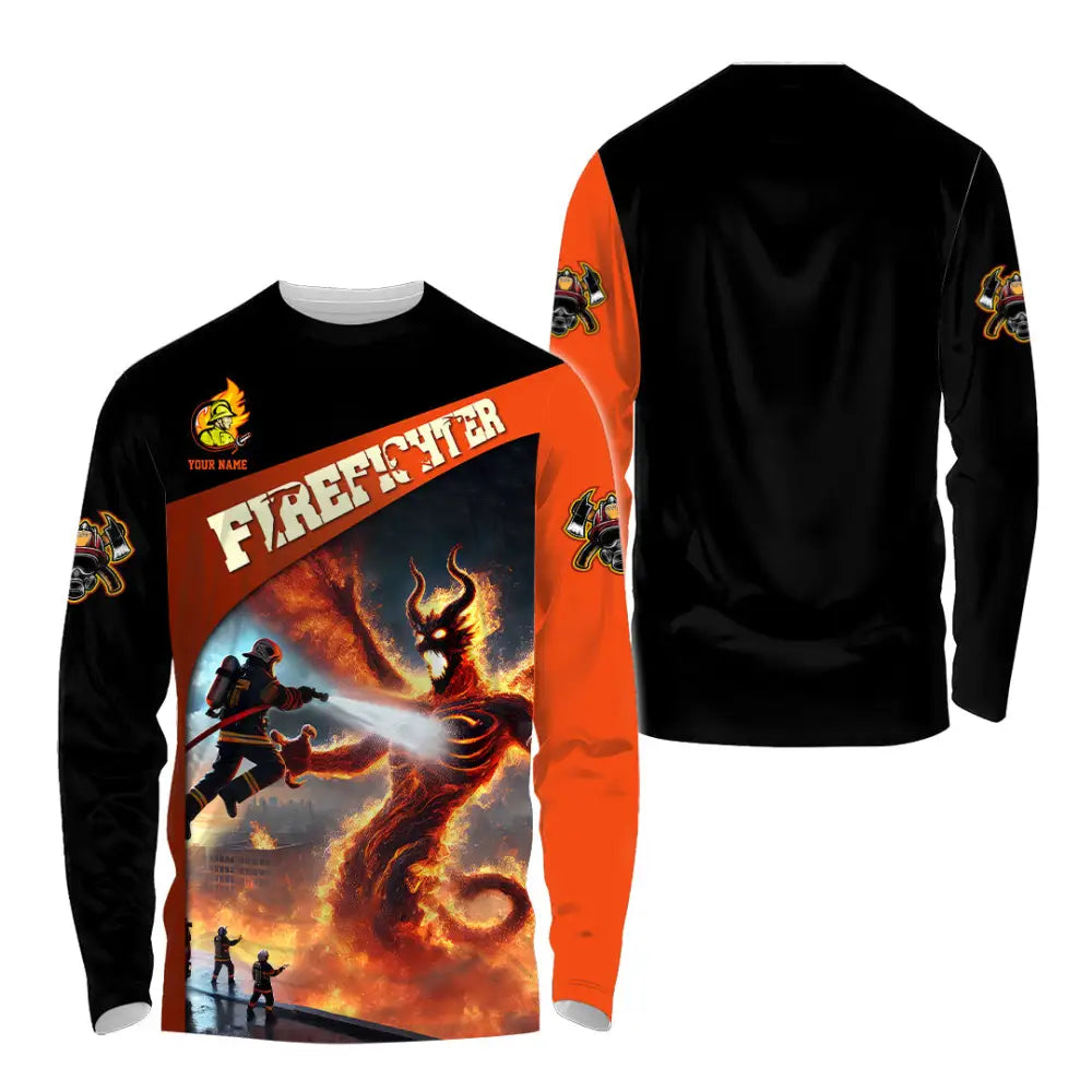 Unisex Shirt - Custom Text Shirt Fire Fighter Shirt Long Sleeve Shirt / S T-shirt