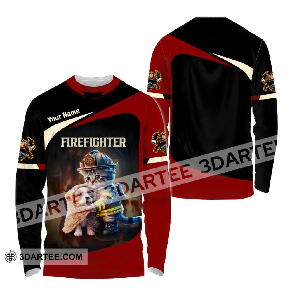 Unisex Shirt - Custom Text Shirt Fire Fighter Shirt Long Sleeve Shirt / S T-shirt