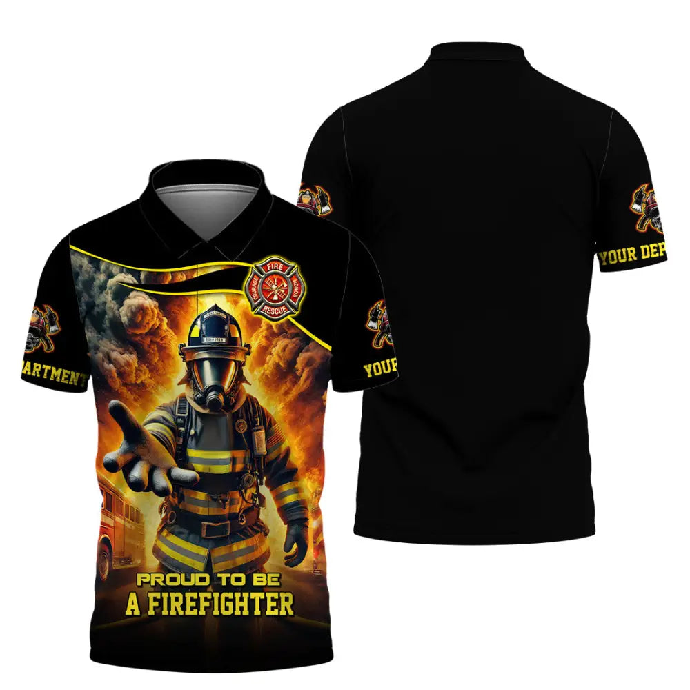 Unisex Shirt - Custom Text Shirt Fire Fighter Shirt Polo Shirt / S T-shirt
