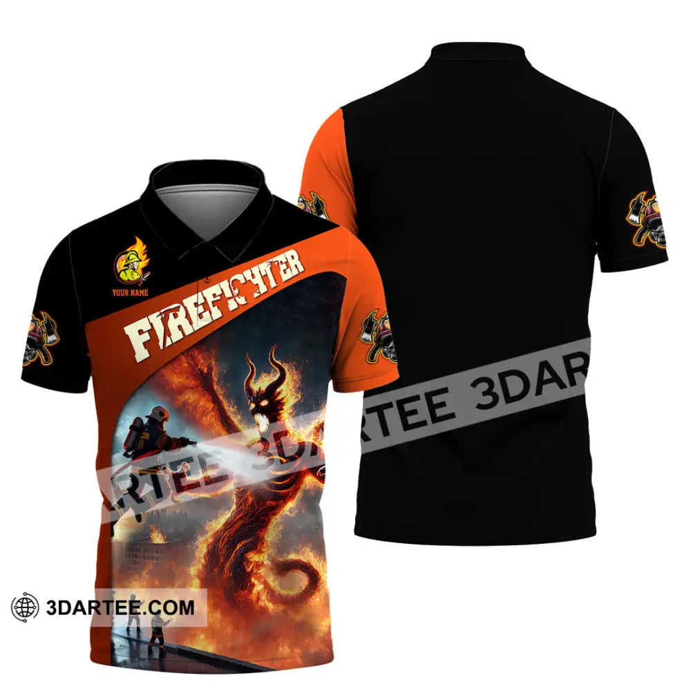 Unisex Shirt - Custom Text Shirt Fire Fighter Shirt Polo Shirt / S T-shirt