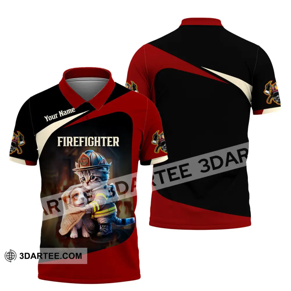 Unisex Shirt - Custom Text Shirt Fire Fighter Shirt Polo Shirt / S T-shirt