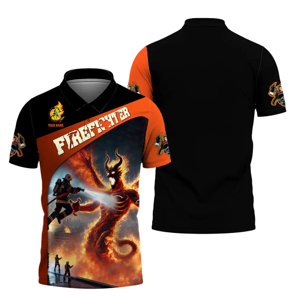 Unisex Shirt - Custom Text Shirt Fire Fighter Shirt Polo Shirt / S T-shirt