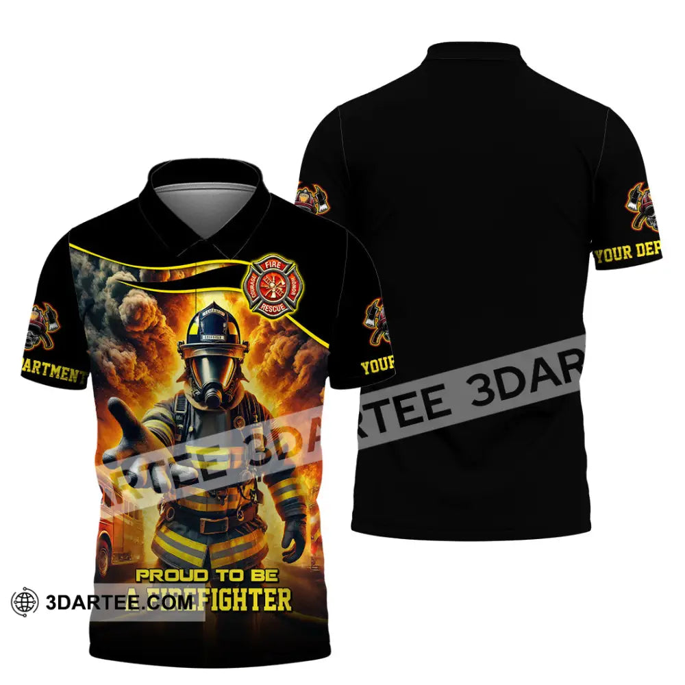 Unisex Shirt - Custom Text Shirt Fire Fighter Shirt Polo Shirt / S T-shirt