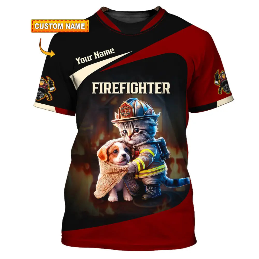 Unisex Shirt - Custom Text Shirt Fire Fighter Shirt T-shirt