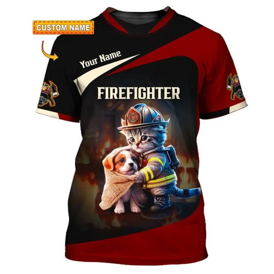 Unisex Shirt - Custom Text Shirt Fire Fighter Shirt T-shirt