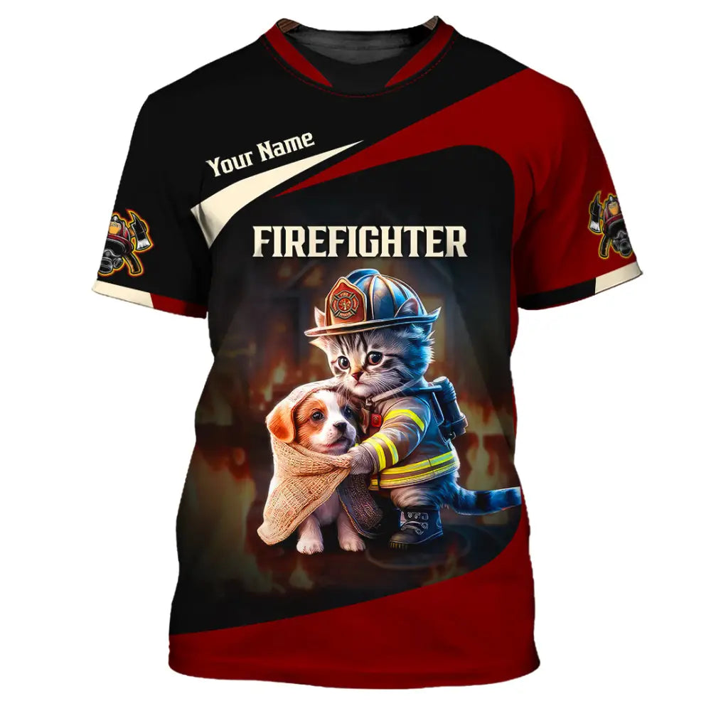 Unisex Shirt - Custom Text Shirt Fire Fighter Shirt T-Shirt / S T-shirt