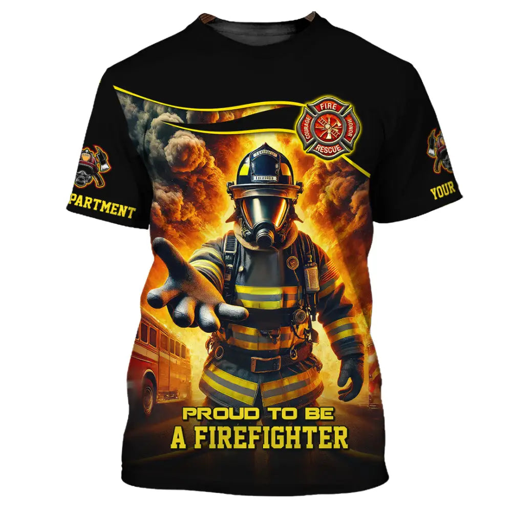 Unisex Shirt - Custom Text Shirt Fire Fighter Shirt T-Shirt / S T-shirt