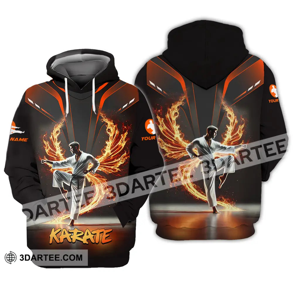 Unisex Shirt - Custom Text Fire Karate Hoodie / S T-Shirt