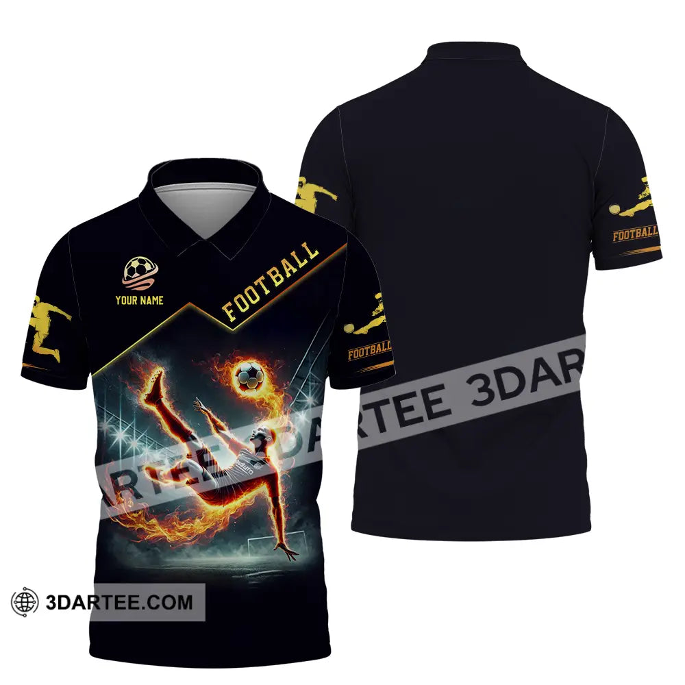 Unisex Shirt - Custom Text Football Fire Man Polo / S T-Shirt