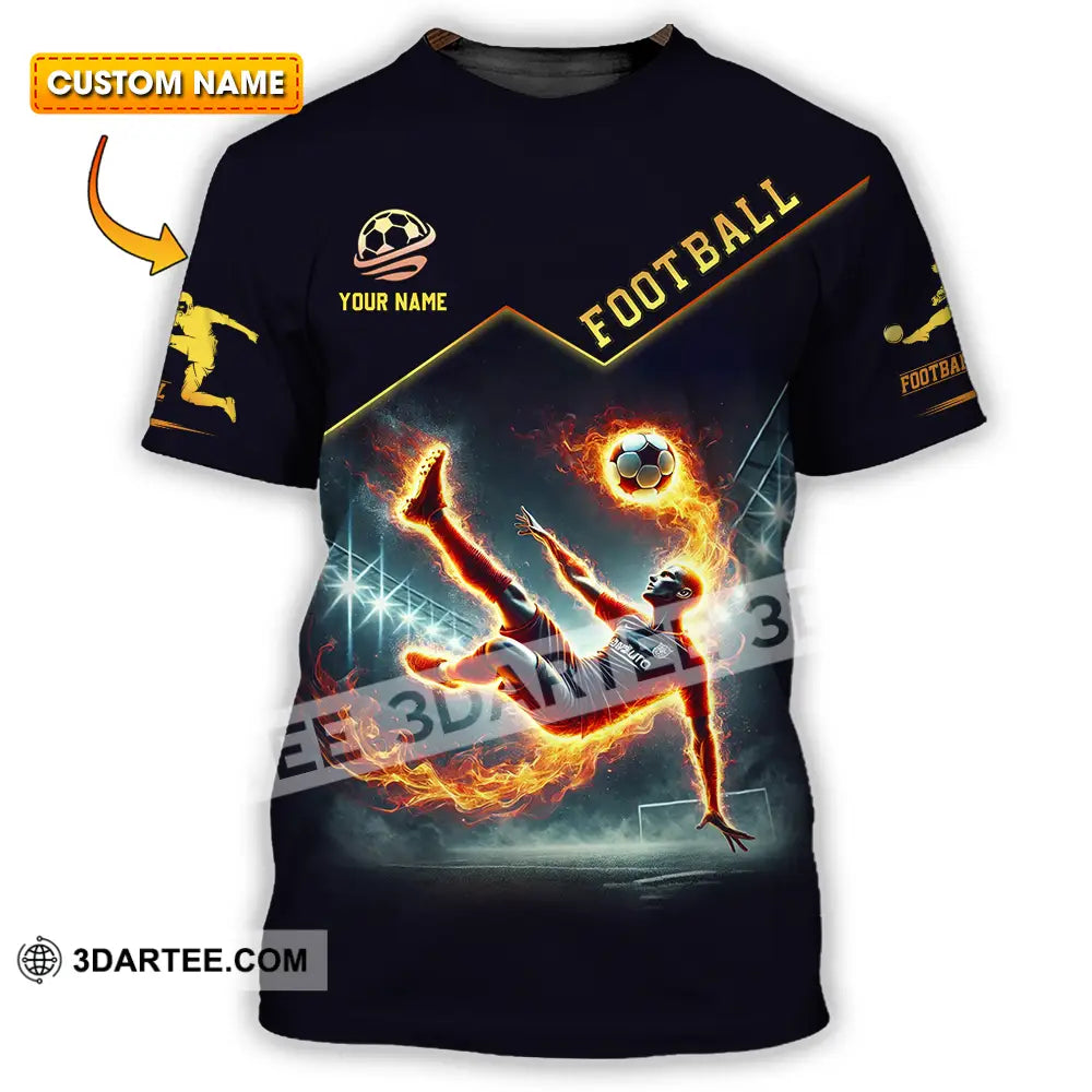 Unisex Shirt - Custom Text Football Fire Man T-Shirt