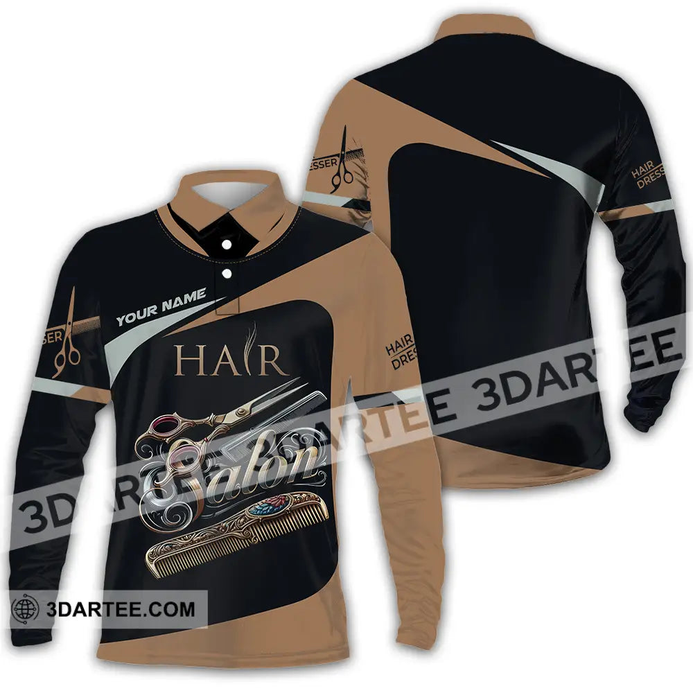 Unisex Shirt - Custom Text Shirt For Hair Salon Long Sleeve Polo / S T-shirt