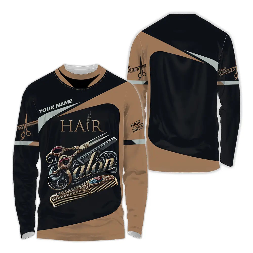 Unisex Shirt - Custom Text Shirt For Hair Salon Long Sleeve Shirt / S T-shirt