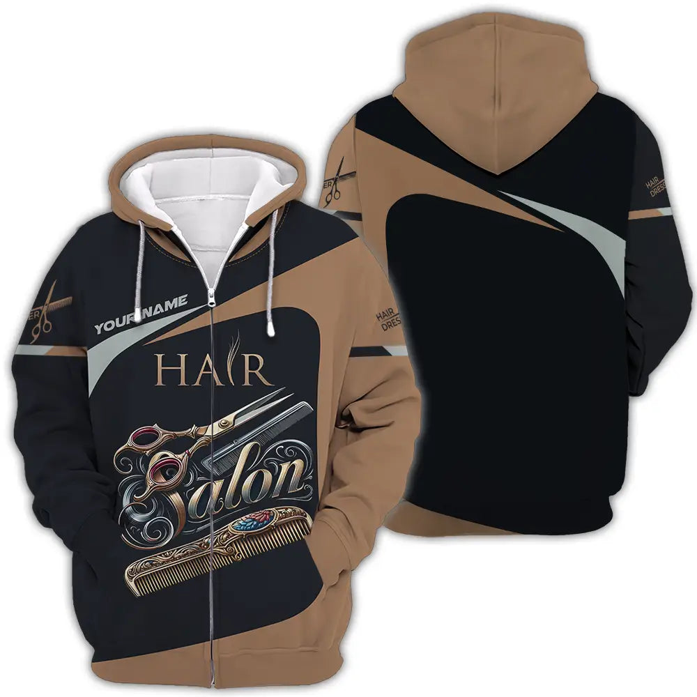 Unisex Shirt - Custom Text Shirt For Hair Salon Zipper Hoodie / S T-shirt