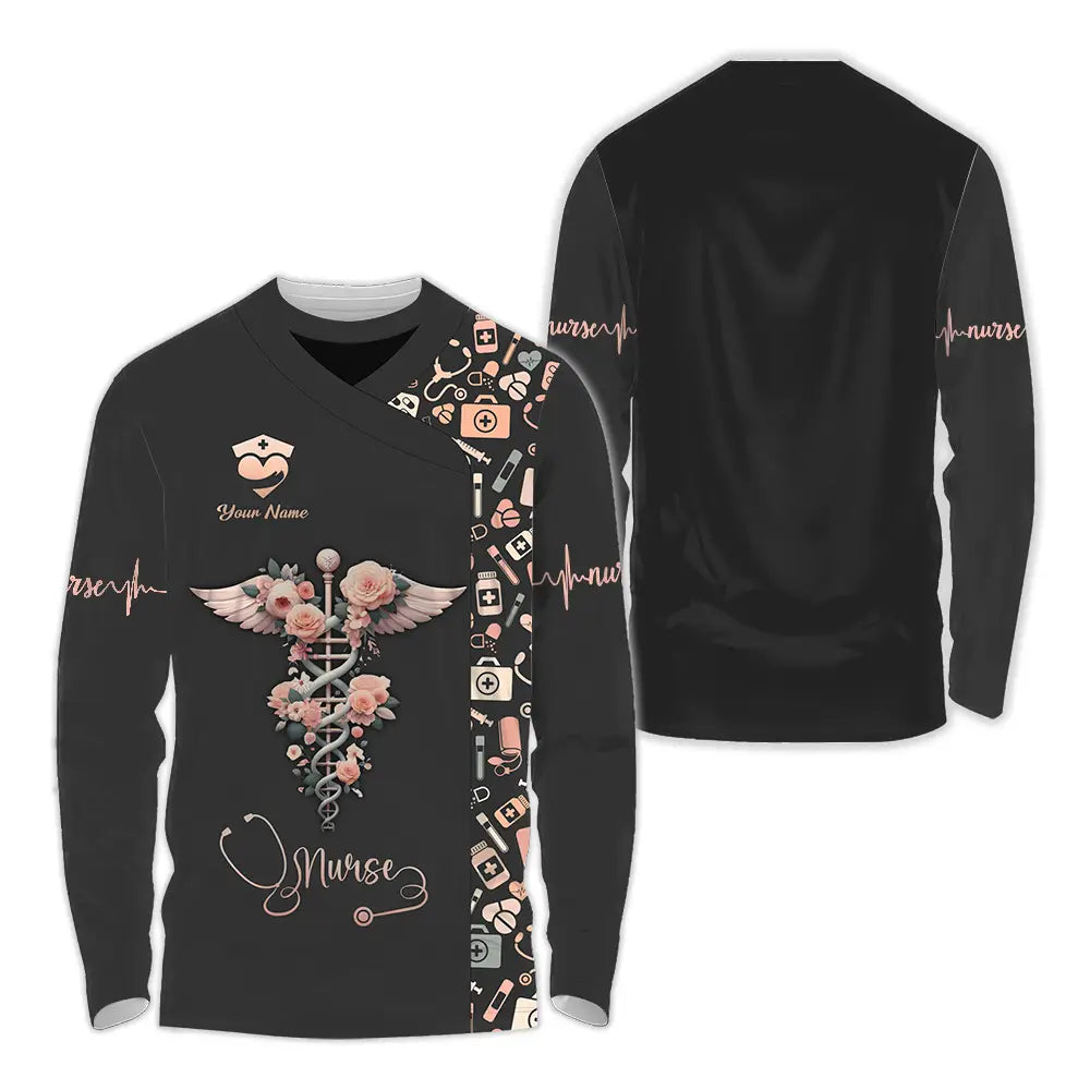 Unisex Shirt - Custom Text Shirt For Nurse Nurselife Nursing Long Sleeve Shirt / S T-shirt