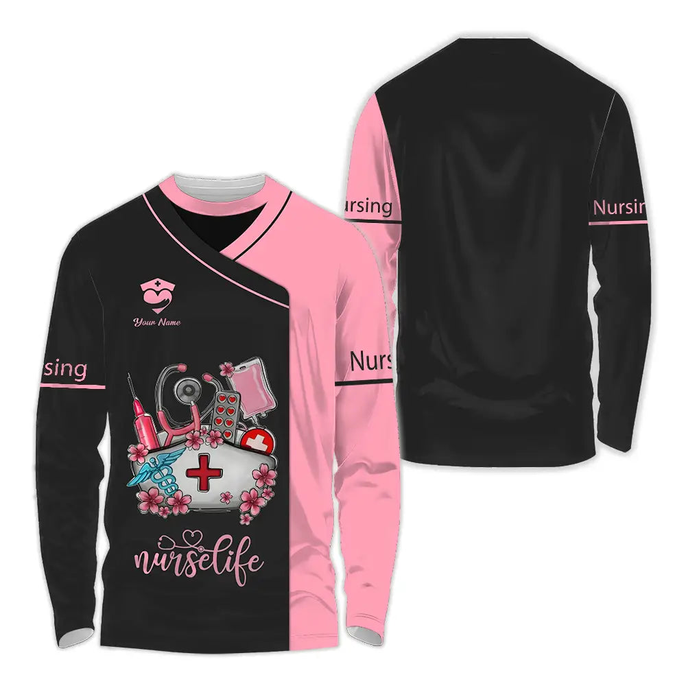 Unisex Shirt - Custom Text Shirt For Nurse Nurselife Nursing Long Sleeve Shirt / S T-shirt