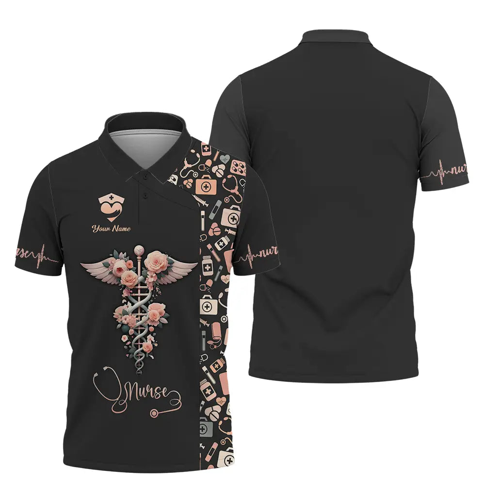 Unisex Shirt - Custom Text Shirt For Nurse Nurselife Nursing Polo Shirt / S T-shirt