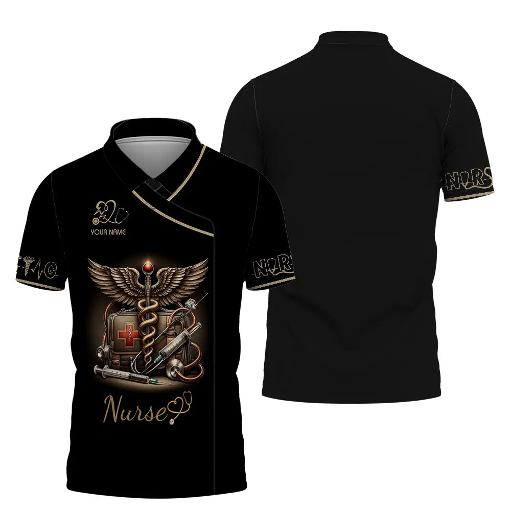 Unisex Shirt - Custom Text Shirt For Nurse Nurselife Nursing Polo Shirt / S T-shirt