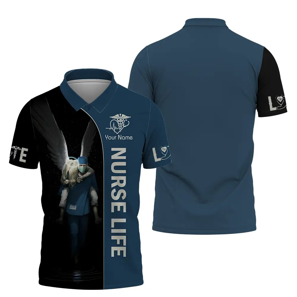 Unisex Shirt - Custom Text Shirt For Nurse Nurselife Nursing Polo Shirt / S T-shirt