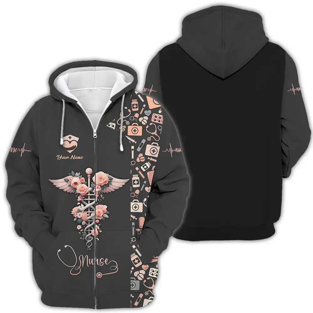 Unisex Shirt - Custom Text Shirt For Nurse Nurselife Nursing Zipper Hoodie / S T-shirt