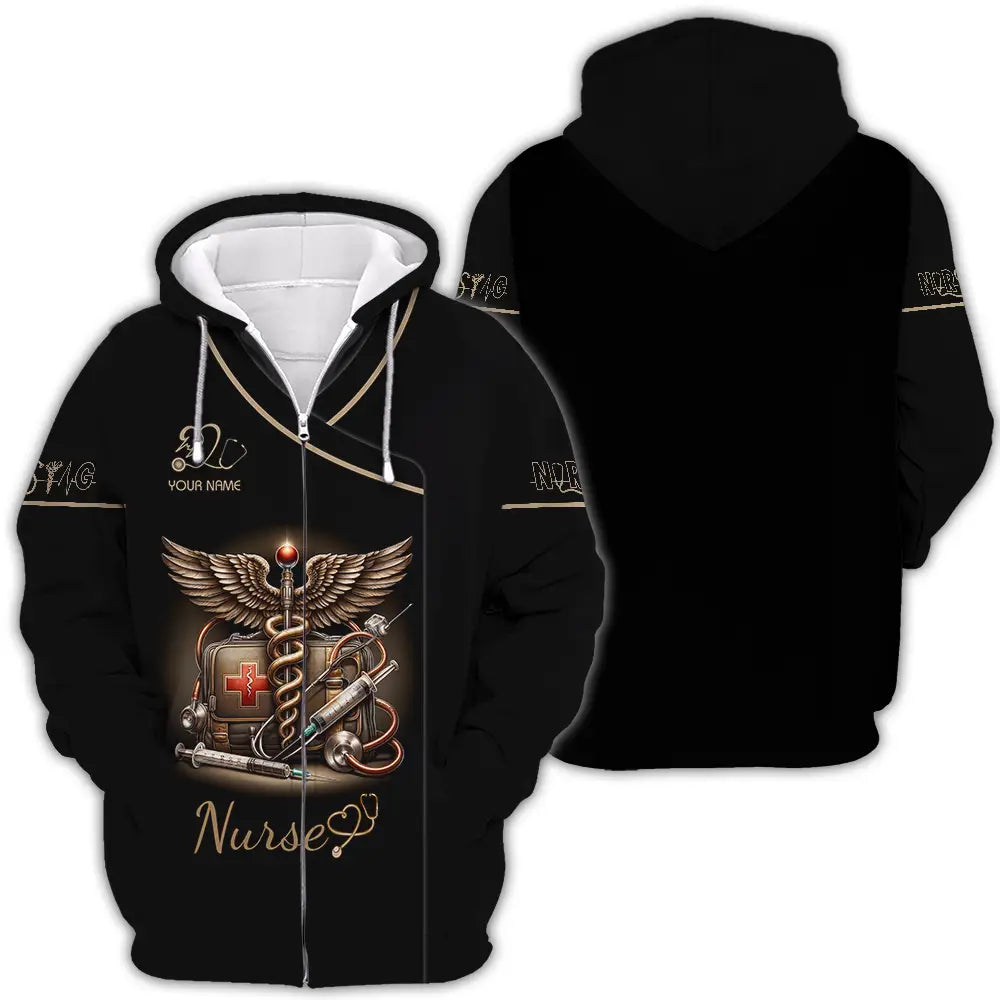 Unisex Shirt - Custom Text Shirt For Nurse Nurselife Nursing Zipper Hoodie / S T-shirt
