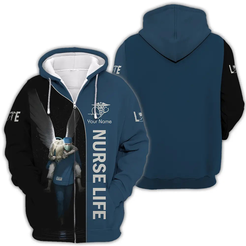 Unisex Shirt - Custom Text Shirt For Nurse Nurselife Nursing Zipper Hoodie / S T-shirt