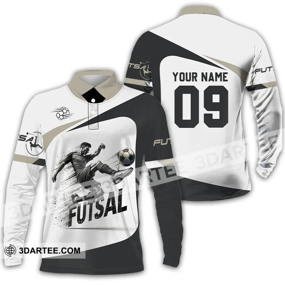 Unisex Shirt - Custom Text Futsal Long Sleeve Polo / S T-Shirt