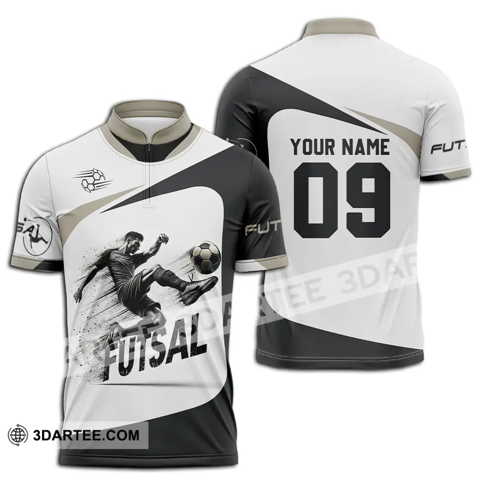 Unisex Shirt - Custom Text Futsal Zipper Polo / S T-Shirt