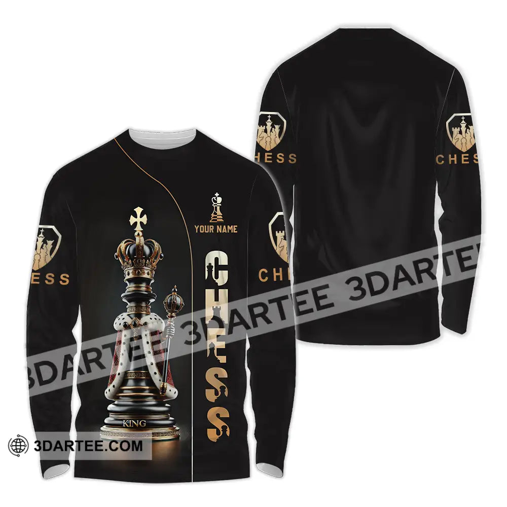 Unisex Shirt - Custom Text Golden Chess Long Sleeve / S T-Shirt