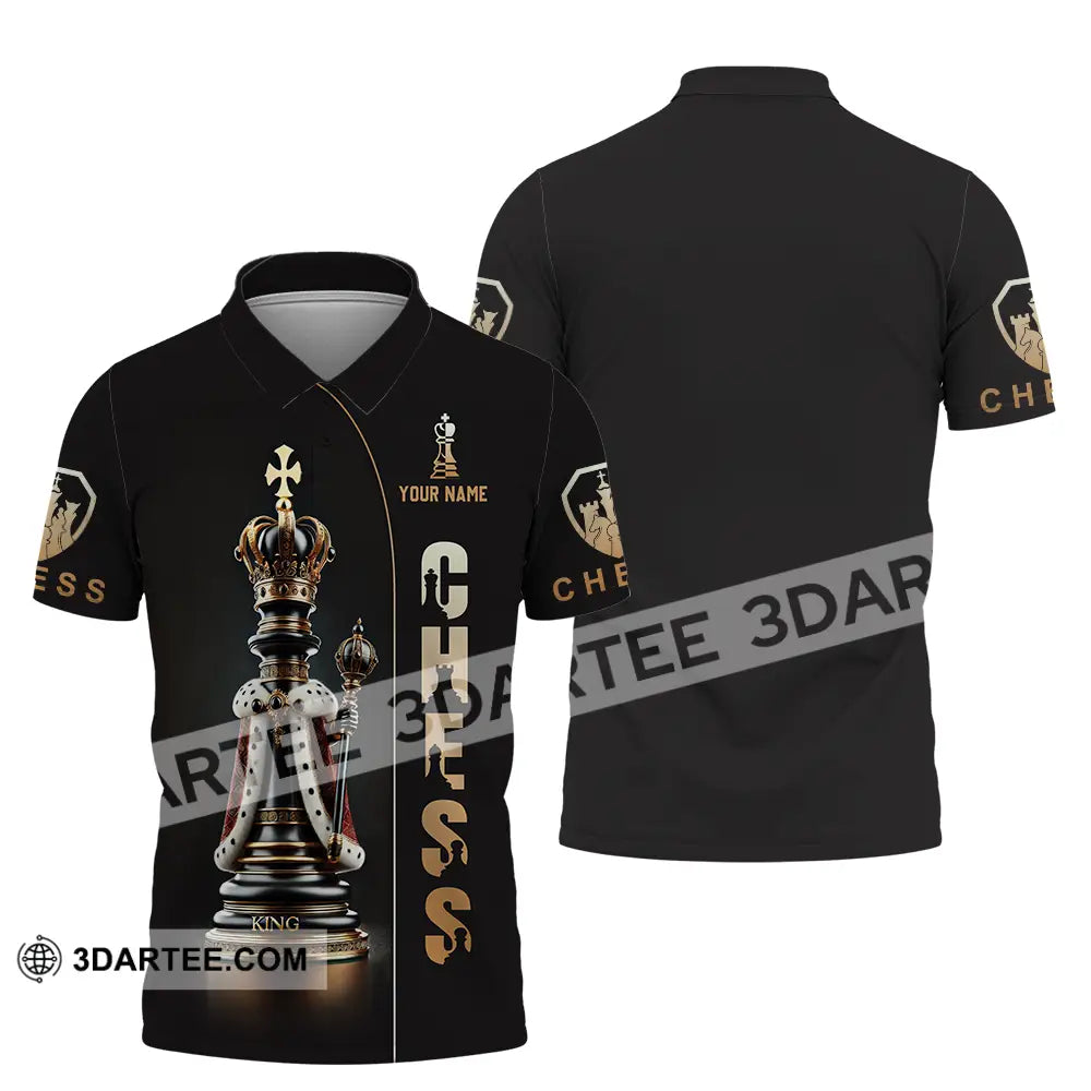 Unisex Shirt - Custom Text Golden Chess Polo / S T-Shirt